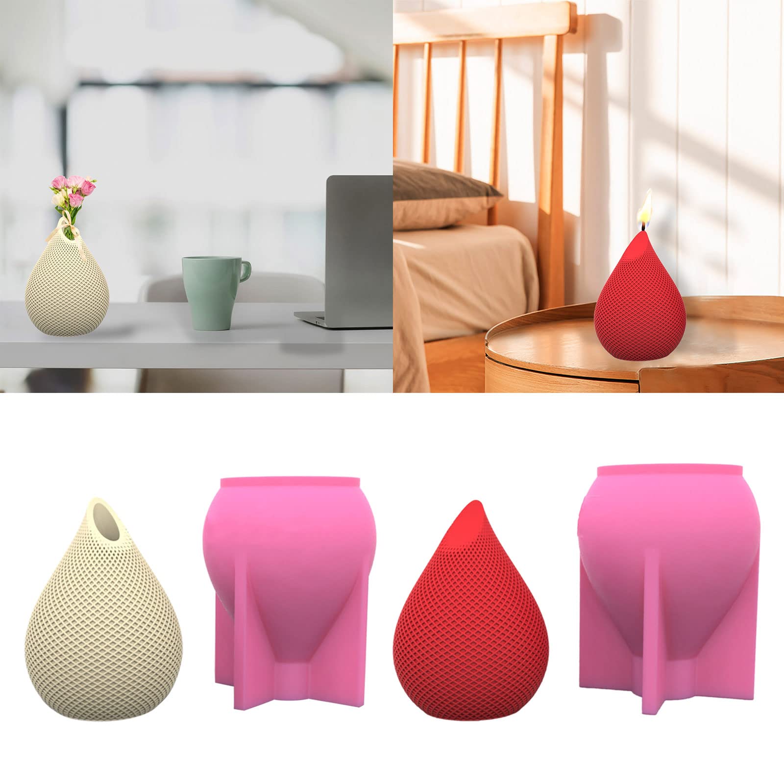 Stampo per candela a goccia d'acqua per la produzione di candele, vaso di fiori, stampo in silicone, candele aromaterapia, stampo per fai da te, artigianato, decorazione per la casa