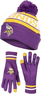 Ultra Game Adults NFL Official Super Soft Winter Beanie Knit Hat With Warm Touch Screen Gloves