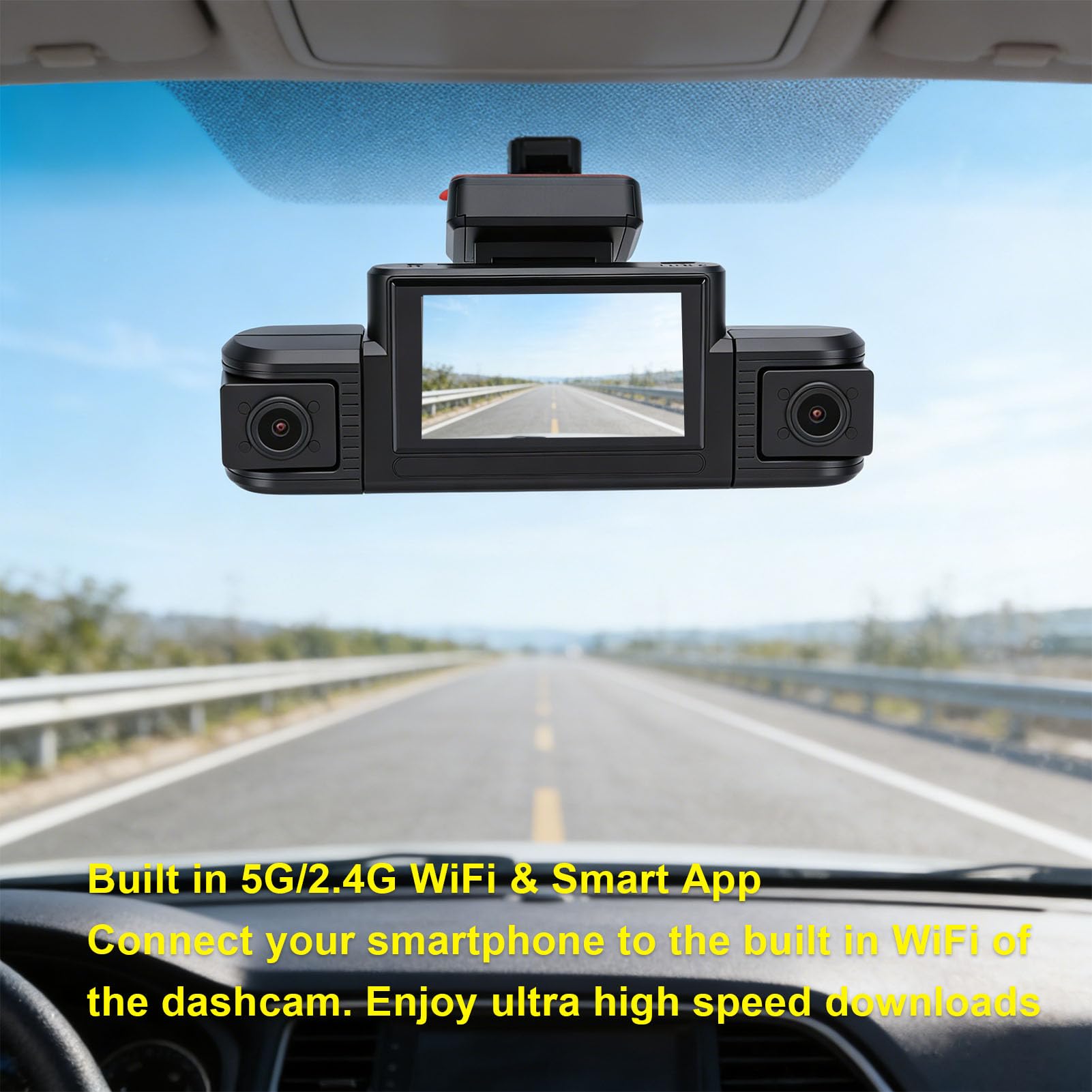 Cuifati 4-kanałowa Kamera Samochodowa z Widokiem 360°, Przednia i Tylna Kamera Samochodowa 1080P, Sterowanie z Aplikacji, WiFi 5G/2,4G, Czujnik G, Nagrywanie w Pętli, do 128 GB