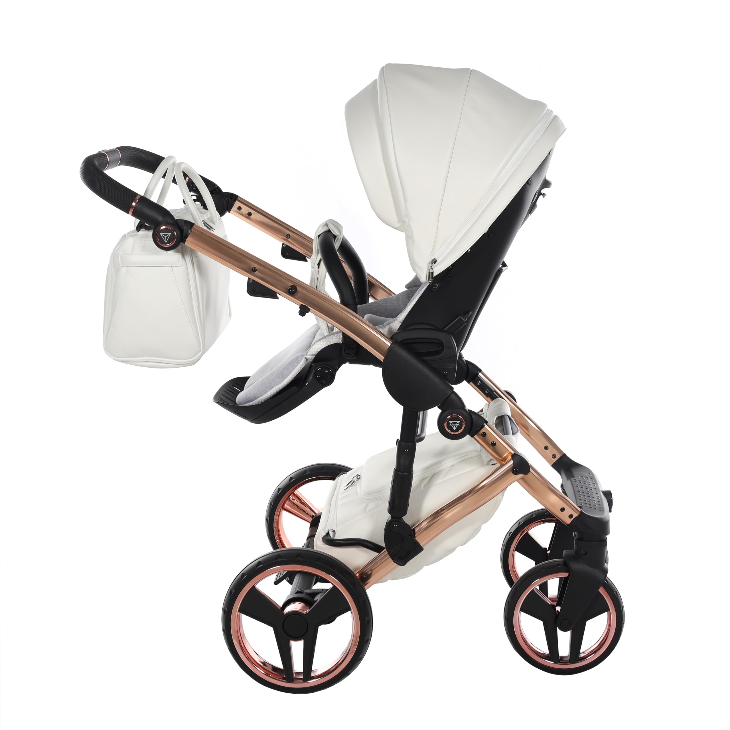 Junama Passeggino TRIO Diamond Fluo Individual 16 Bianco e Rame - 2in1 3in1 4in1 + ombrellino (4 in 1 con Base ISOFIX)