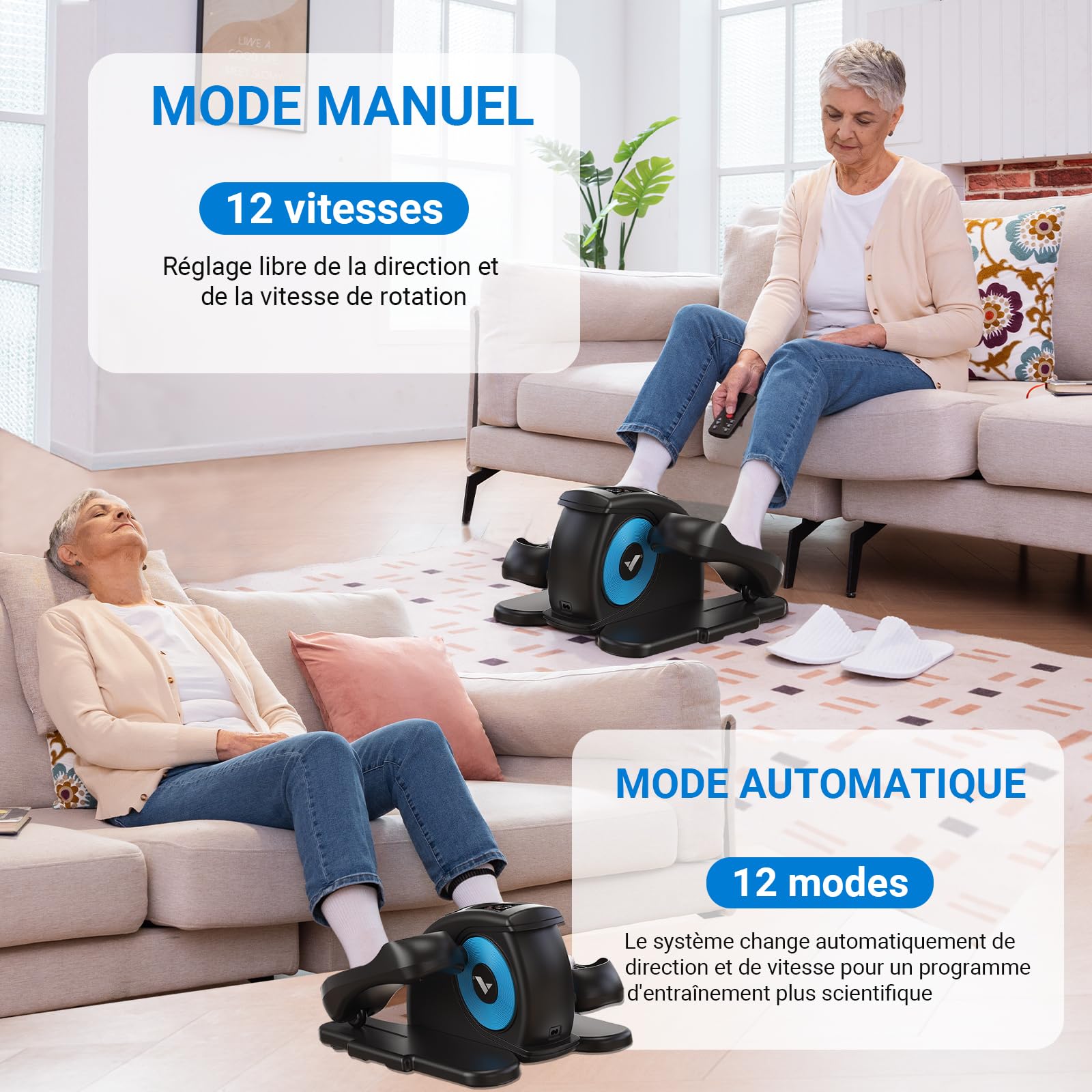 MERACH Mini Vélo Elliptique Électrique, Elliptique de Bureau pour Maison avec Télécommande et Écran LCD, Silencieux et Portable Vélo Elliptique d'Appartement pour Séniors, Adolescents et Adultes