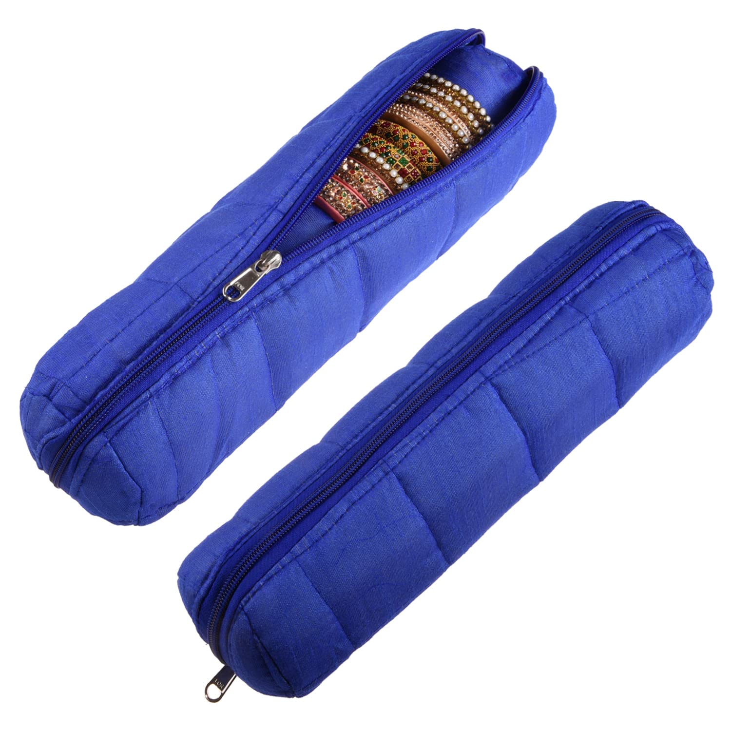 Kuber Industries Single Rod Bangle Box | Polyester Watch Organizer for Small Jewellery | Travelling Bracelets Organizer with Zipper | Pack of 2 | Blue (B0BZ47S3RB) Amazon Price History, Amazon Price Tracker