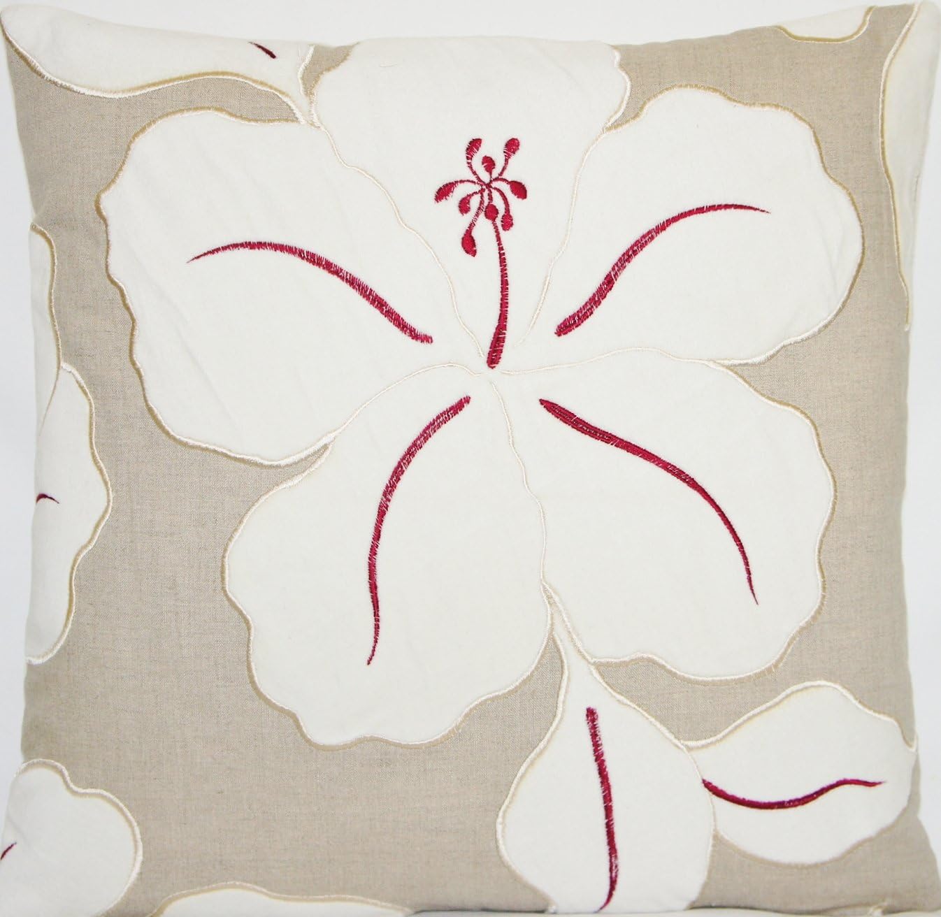 Velvet Lilies Decorative Pillow Throw Case Cream Cushion Cover Lorca Fabric Collection Xanadu Odalia