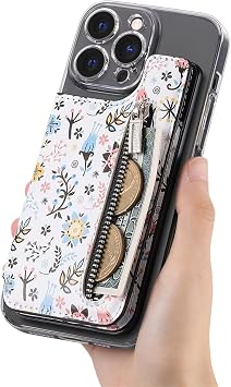 Miagon Zipper Wallet Clear Back Case for Oppo Reno 10,Magnetic Car Mount Flip PU Leather Kickstand Flower Cover with RFID Blocking Card Holder Slots