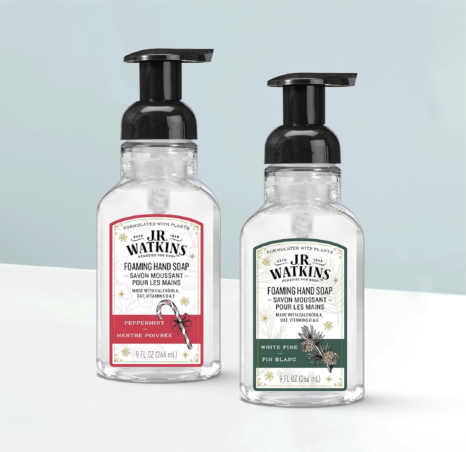 J.R. Watkins Foaming Hand Soap with Pump Dispenser, Moisturizing Foam Hand Wash, Alcohol-Free, Cruelty-Free, Menthe Poivree/Peppermint, 9 fl oz, 3 Pack - Image 3