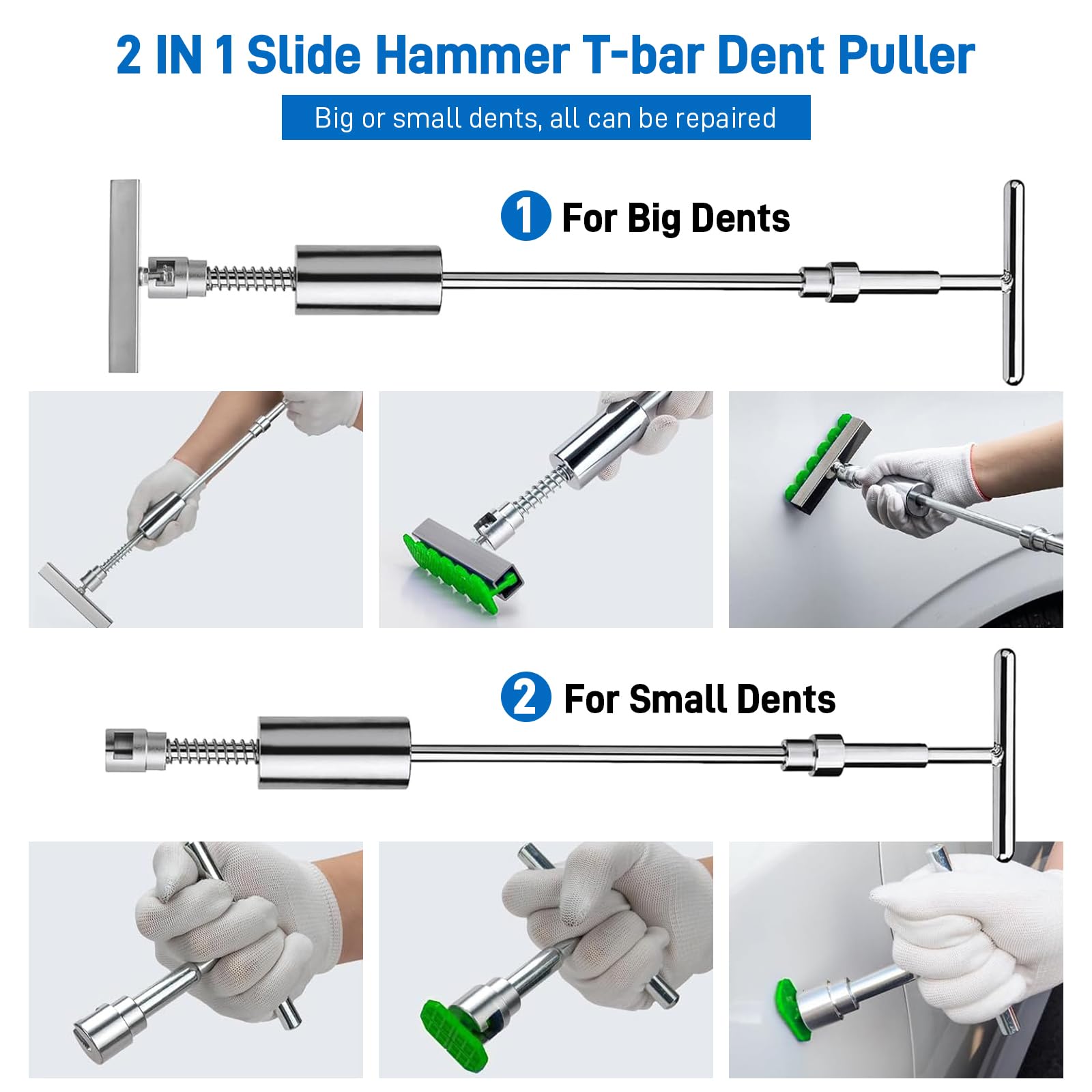 97pcs Dent Puller Kit, Car Dent Puller for Dent Removal, Paintless Dent Removal Kit with Golden Lifter, Bridge Puller, Slide Hammer T-Bar, Dent Remover Tool for Car Refrigerator Door Ding Repair