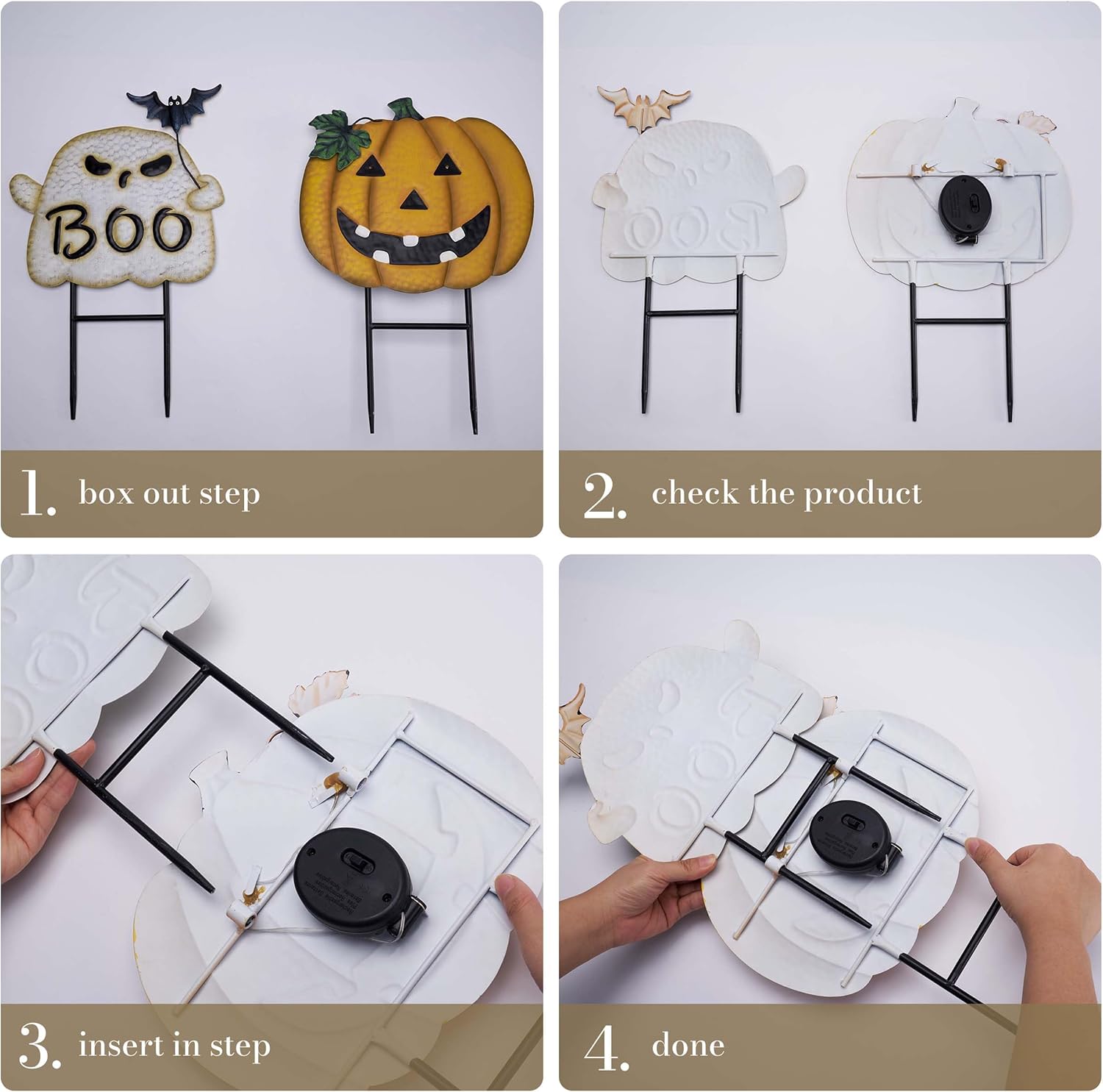 TERESA'S COLLECTIONS Decorations for Home,23" Decorative Garden Stakes with Solar Outdoor Light for Pumpkin Halloween Decor, Jack O Lantern Yard Sign for Garden Patio Halloween Party