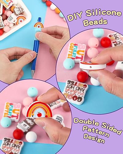 Miniatura 3 de MyoePosy 108 cuentas focales de silicona, cuentas de silicona a granel, cuentas de silicona en forma de taza de café para hacer llaveros, cuentas de