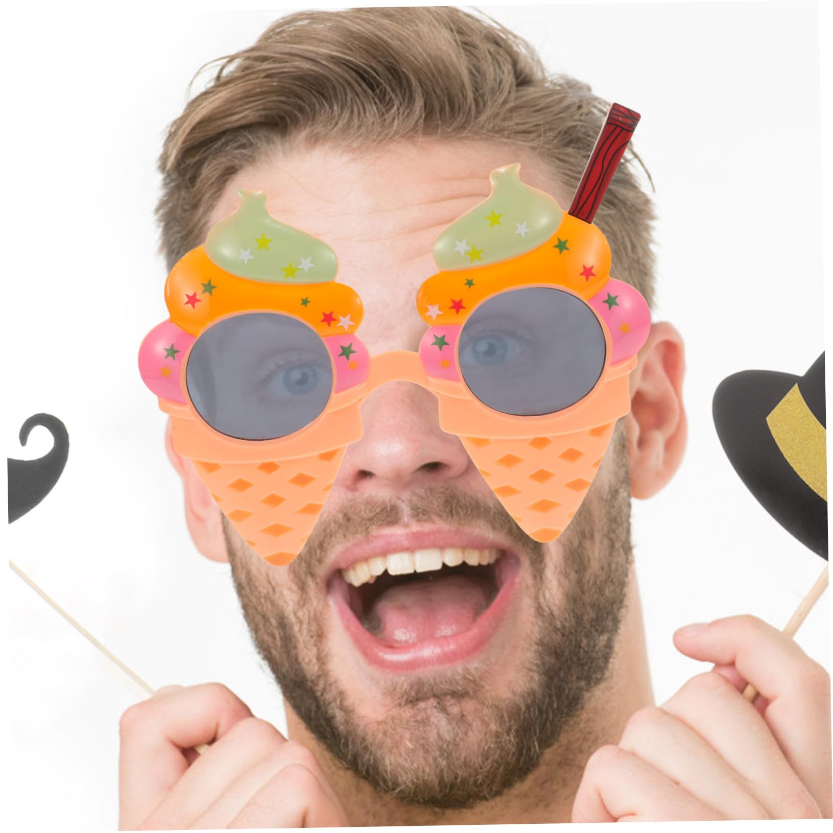 8 Stck. Teiliges Hawaii Party Brillen Eiscreme Design Lustige Brille Fotorequisite Leichtes Kunststoff Accessoire für Strand Karneval Festival Erwachsene
