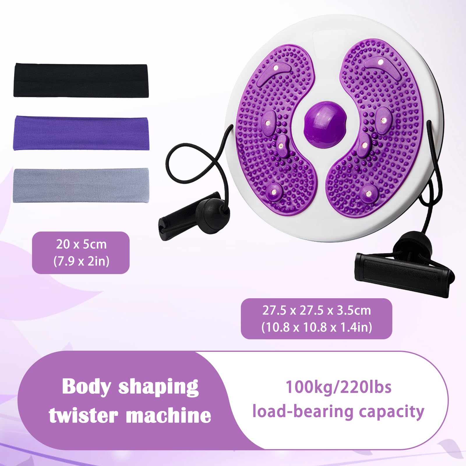 Taillentwister mit 3 Stück Sport Haarband, Twist Waist Disc Board mit Kordelzug, Multifunktions Balance Board Pedal, Taille Drehscheibe Hüfttrainer Twist Waist Disk Fitnessgerät für Zuhause