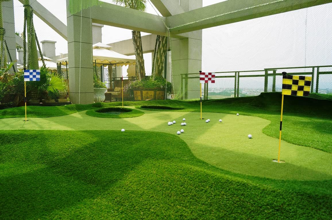 Checkered Golf Flags with Tube Inserted,8” L x 6”H Mini Putting Green Flags for Yard Indoor Outdoor Backyard Garden, 420D Nylon Pin Flag (Blue/White,3sets)