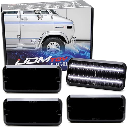 Miniatura 9 de iJDMTOY Kit de luz de marcador lateral frontal y trasero con lente semitansparente ámbarrojo, compatible con GMCChevy Van Sportcan Vandura SaVana