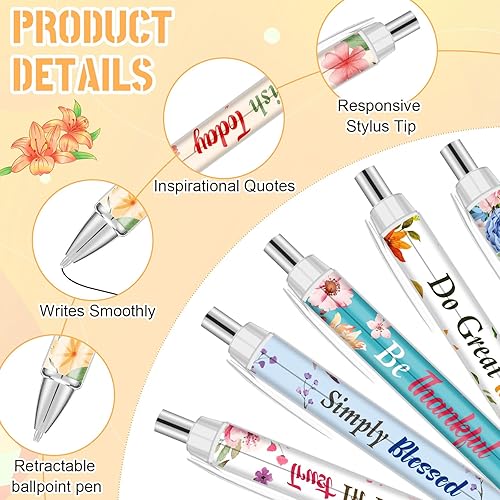 Miniatura 3 de Jutom 72 bolígrafos con versículo bíblico, bolígrafos de flores cristianas, bolígrafos con citas inspiradoras, bolígrafos retráctiles de tinta negra