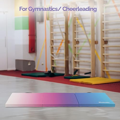 Miniatura 3 de Matladin Alfombrilla plegable de 6 pies para gimnasia o gimnasia y ejercicios aeróbicos, 6 x 2 x 2 pulgadas, de piel sintética, con cierre de velcro