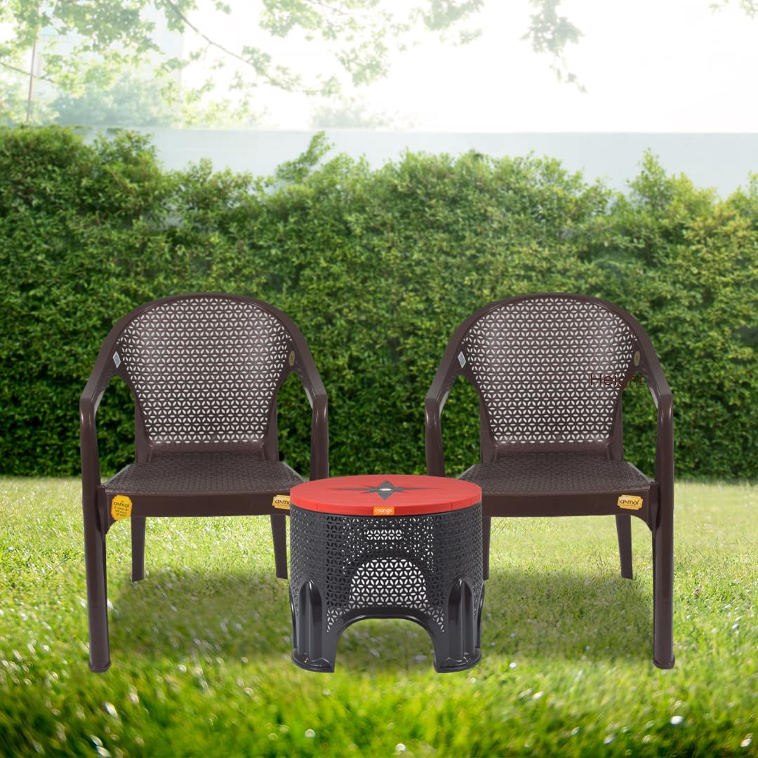 Anmol Galaxy for Home, Café, Balcony, Garden, Office & Restaurant || Heavy Duty Comfortable || Outdoor and Indoor Chairs with Arm Rest Bearing Capacity up to 200Kg Brown (Set of 4) 4