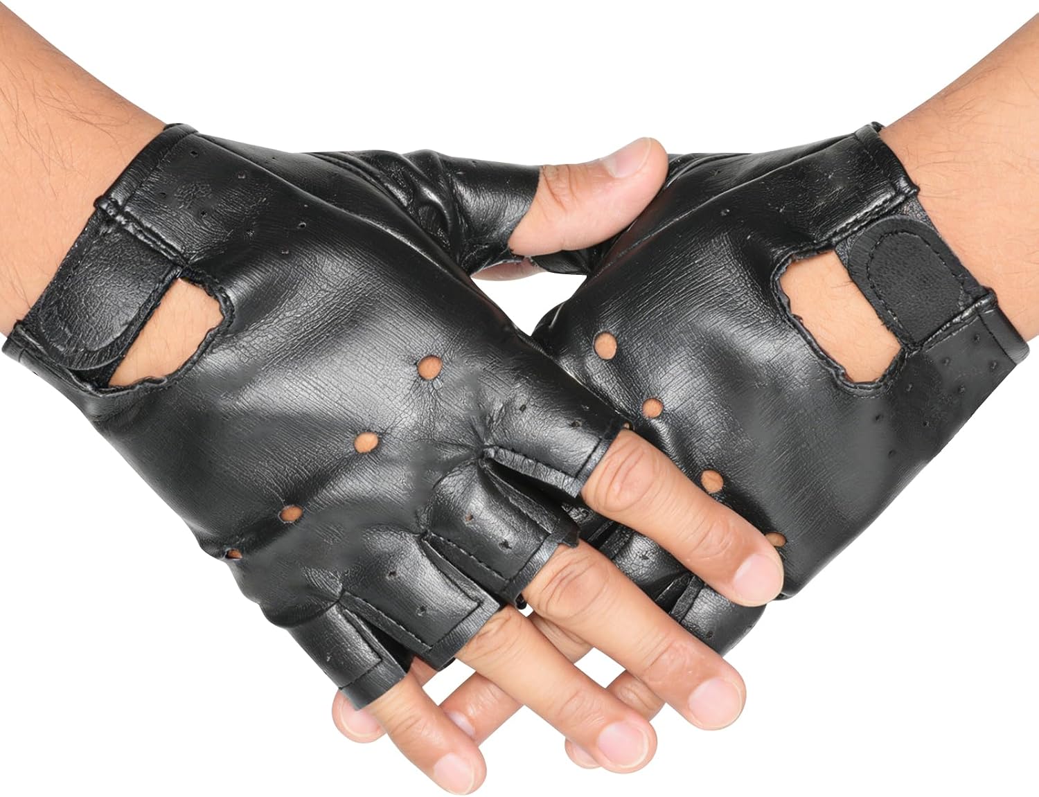 Guantes de motocicleta clásicos sin dedos en negro