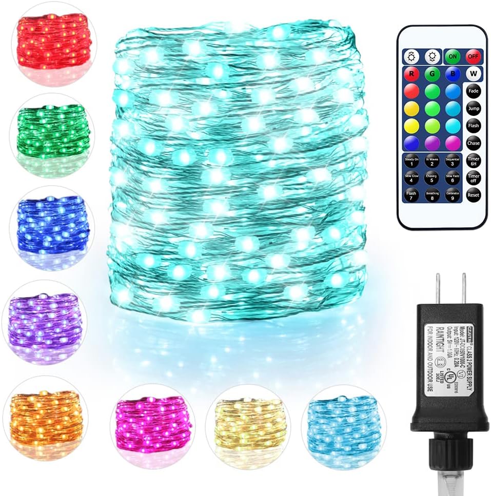OMIKA Fairy Lights Plug in, 16 Color Changing, 40ft 120 LED Twinkle Lights with Remote Timer, 132 Modes Firefly Decorative Lighting for Bedroom Wedding Christmas Tree Halloween Dรฉcor