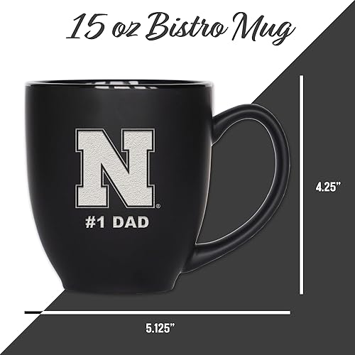 Miniatura 4 de Rico Industries NCAA #1 Dad - Taza bistró de cerámica negra mate grabada con láser, de 15 onzas, para bebidas calientes o frías