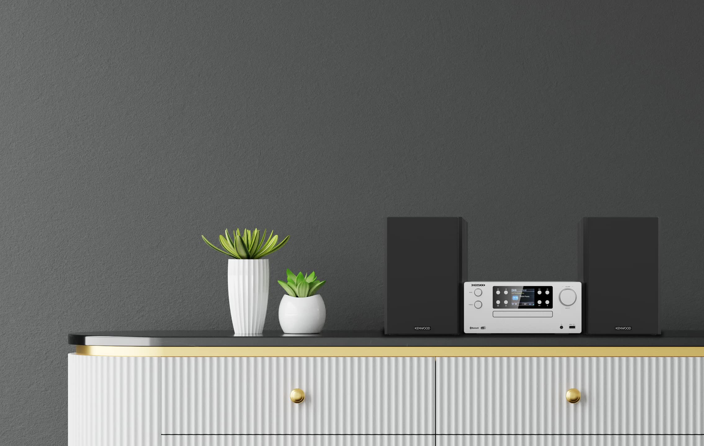 Microcadena HiFi Kenwood M-925DAB-S con CD, USB, Dab+ Blueetooth Audio-Streaming. Color: Plata - Mini Equipo de Musica para casa