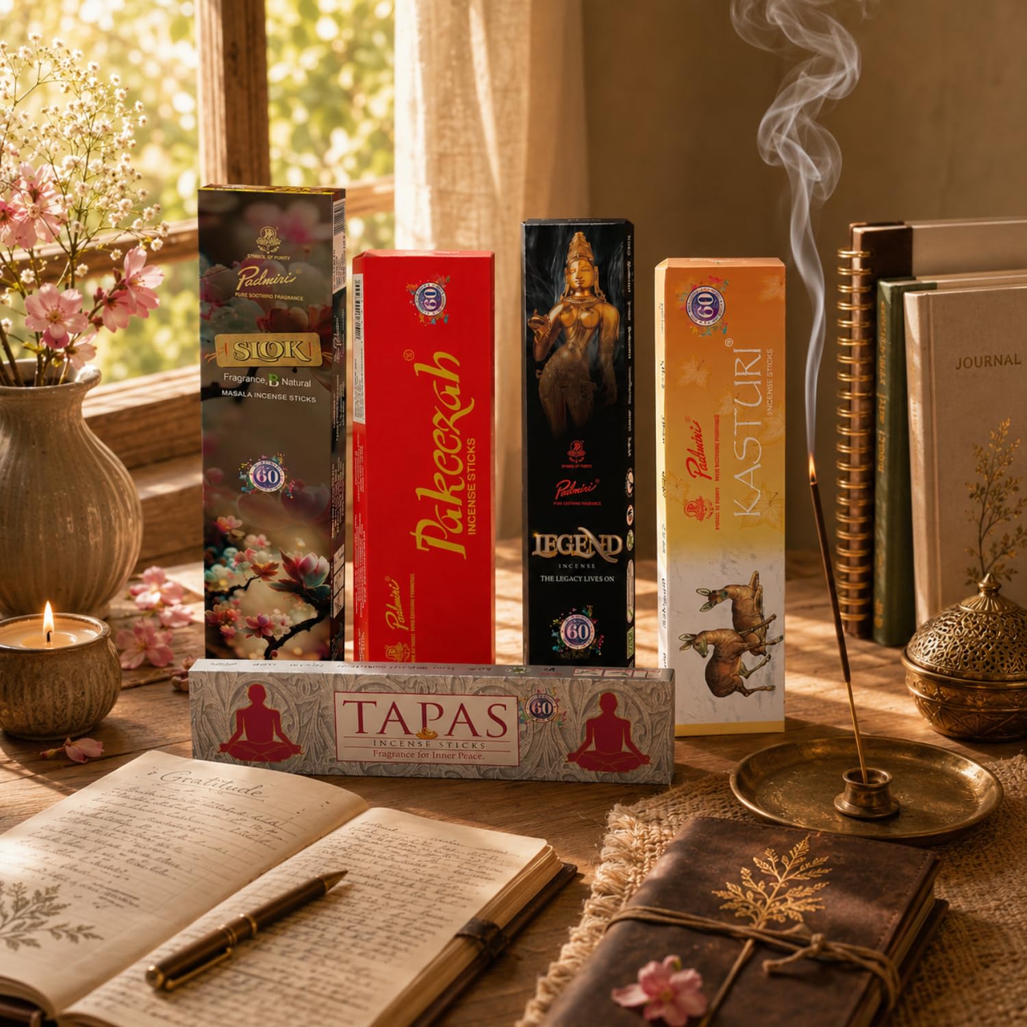Padmini Premium Agarbatti Combo Pack | 60 Sticks Each – Long Lasting Incense Sticks | Natural Fragrance Dhoop Sticks for Pooja, Meditation, Home & Office – Kasturi, Pakeezah, Legend, Tapas & Slok-picture-16