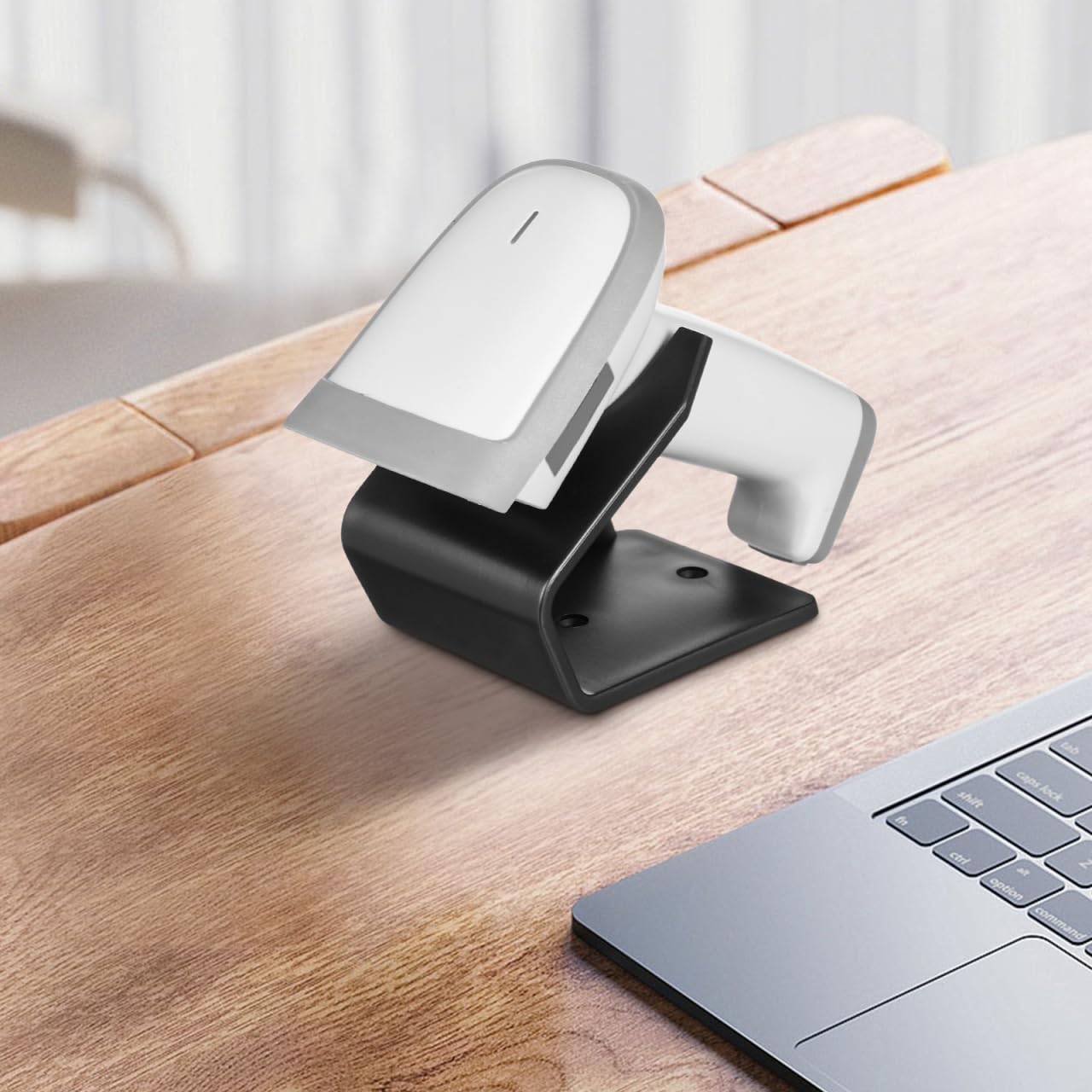 Tofficu Universal Barcode Scanner Holder, 360° Rotatable Desk Mount Bracket, Wall or Flat Installation, Black Plastic, Easy Setup for Home Use — view 8