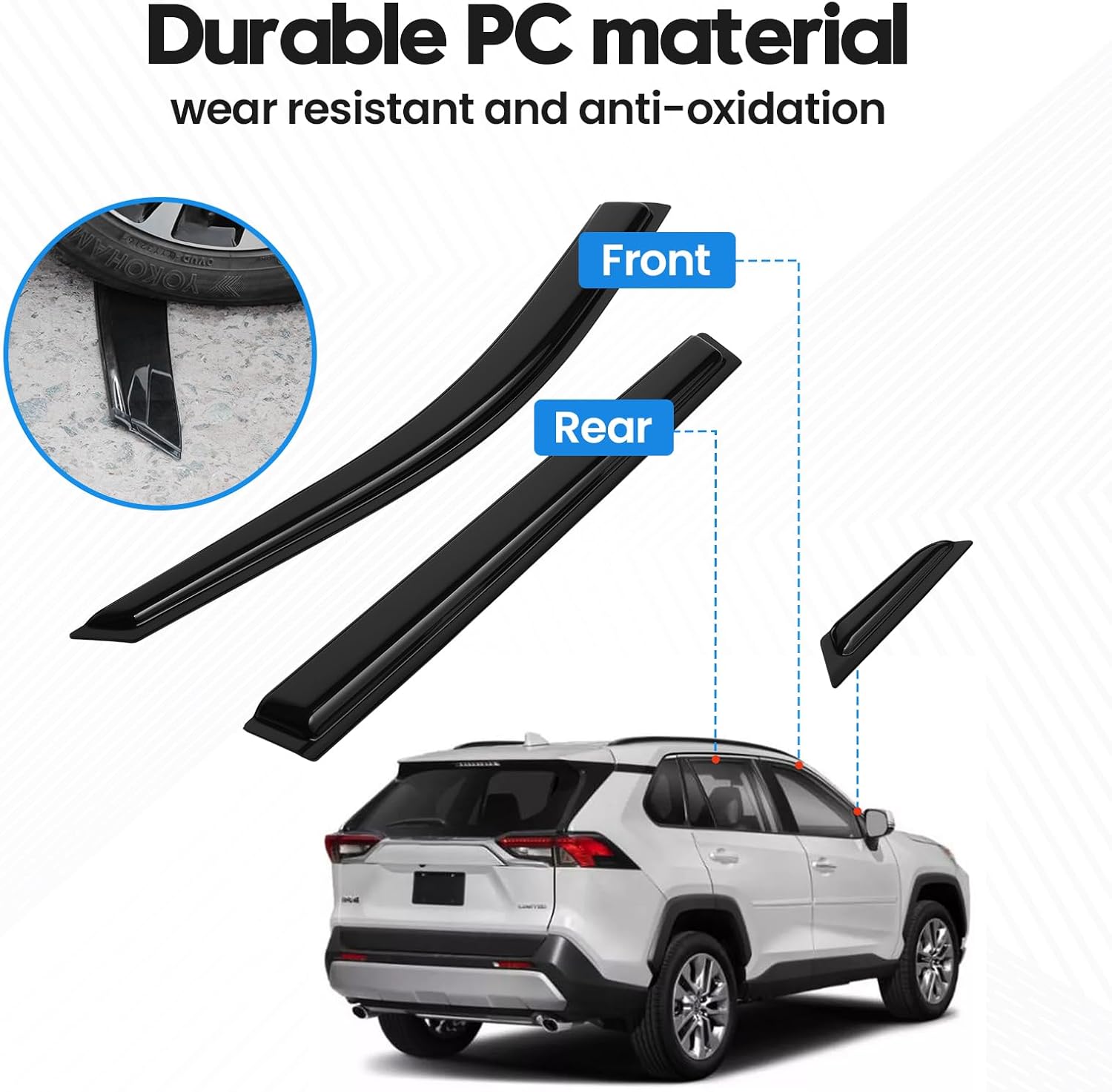 RAV4 Rain Guards - Window Visors for Toyota RAV4 2019-2025, Out-Channel Side Window Rain Guards for RAV4 Accessories, 6PCS, Black, Car Accessories