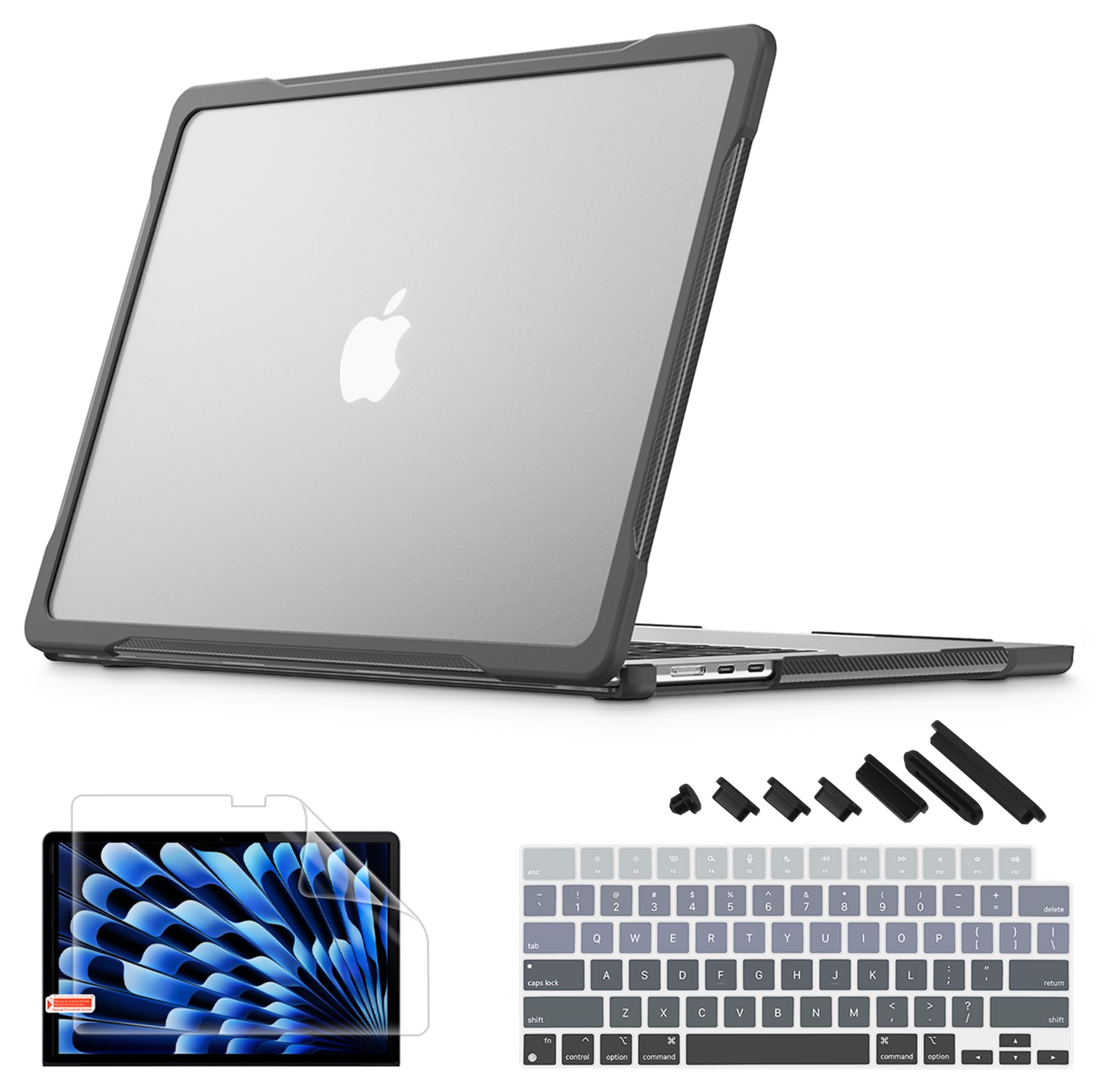 Mektron Upgrade Durable Case for MacBook Pro 14 INCH M1 A2442/ M2 A2779/ M3 A2918/A2992 /M4 A3112 A3401 A3185 Pro/Max (2021/2023/2024), Carbon Fiber Edges Shockproof Hard Shell, C-Transparent