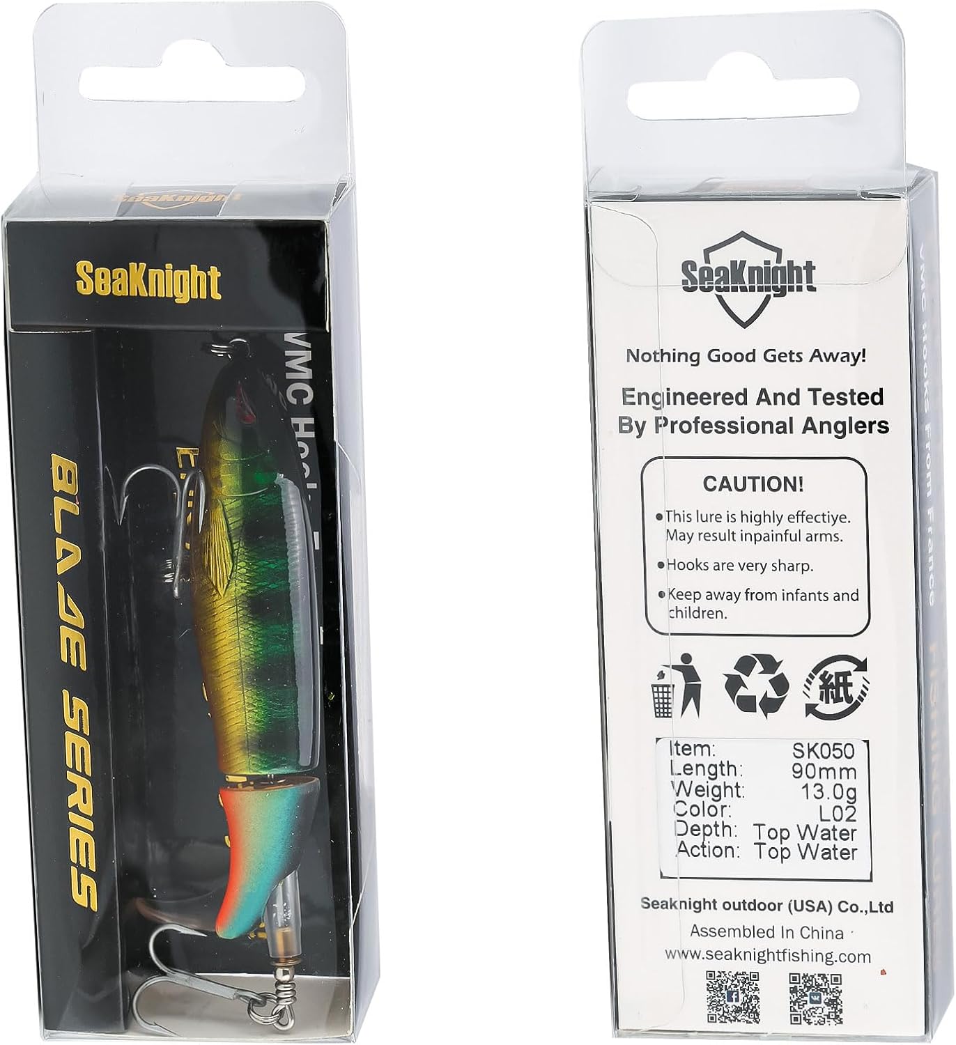 SeaKnight Topwater Fishing Lure 13g 3.54in/ 19g 4.33in/ 39g 5.11in Fishing Floating Rotating Tail Bait Freshwater Saltwater Bass Lures