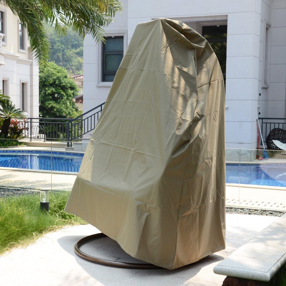 LeisureMod Durable Patio Brown Fabric Hanging Egg Swing Chair Canvas Cover