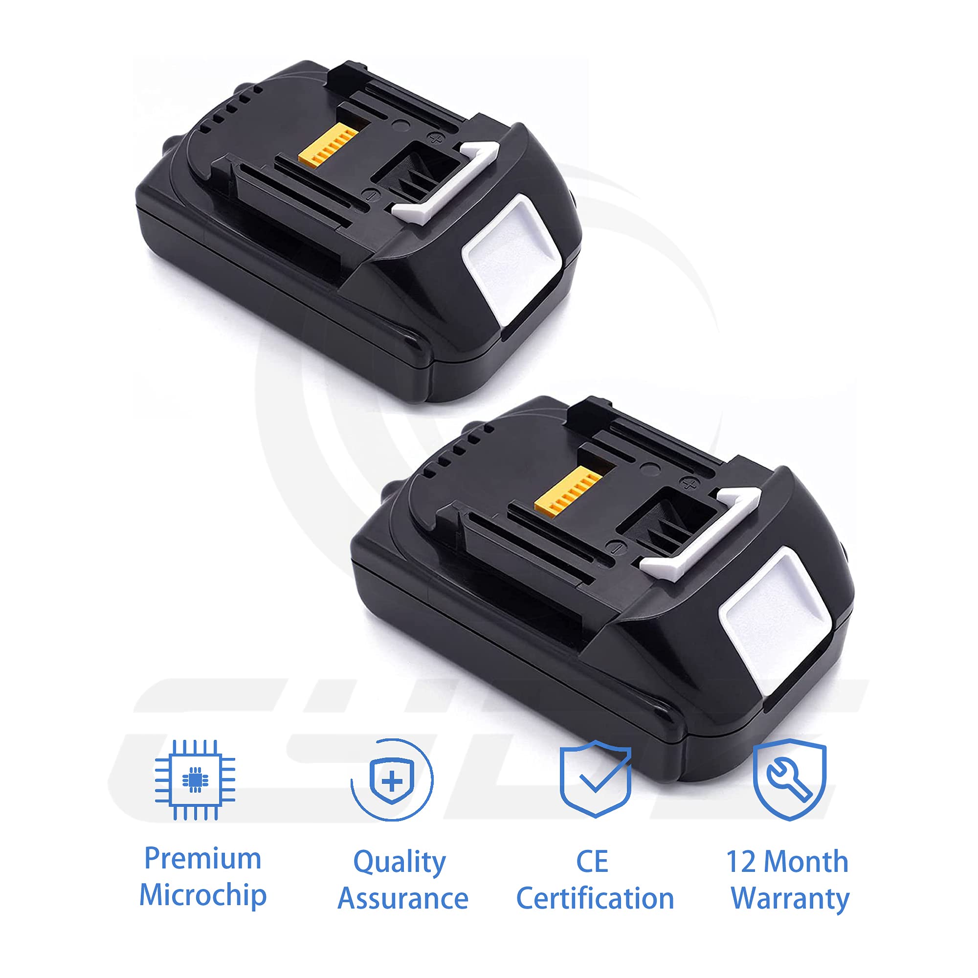 2pcs BL1815 Batterie 18V 1500mAh pour Makita DDA350Z DCG180Z DDF453RYE3 DCG180RY DDF482Z DTW285Z DDF484Z RMB100 DMR104 BMR107 LXRM02 LXRM03 BMR103 BMR102 DMR102 BMR104 DMR109 HP457D LXFD01