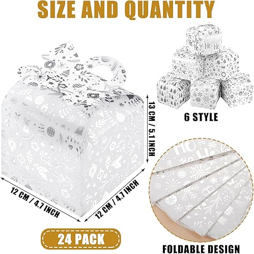 Miniatura 2 de Fulmoon 24 cajas de regalo de Navidad, cajas metálicas de regalo de Navidad, cajas de galletas de dulces de Navidad 3D con lazo de papel, cajas de