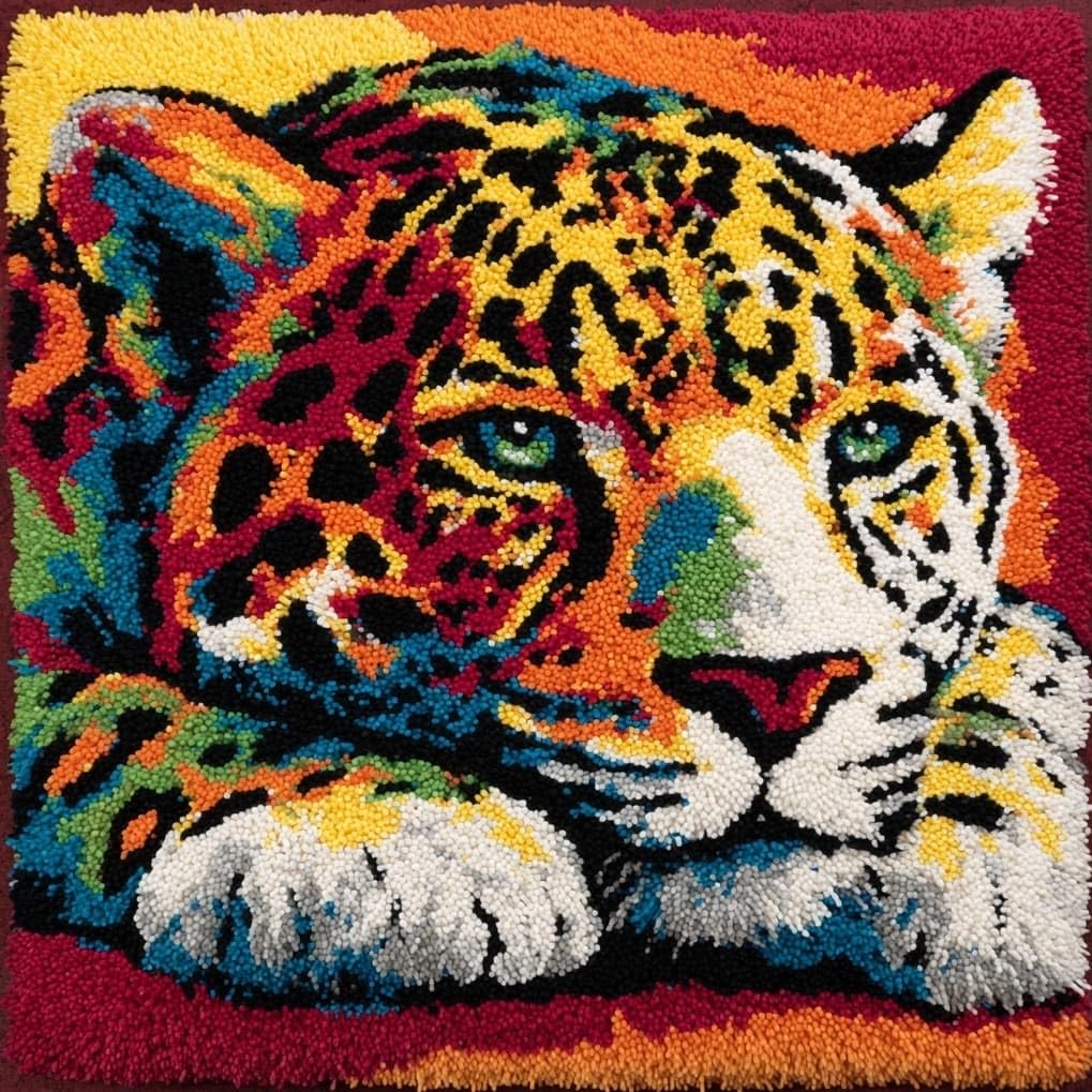 AxiangziK 43x43cm Latch Hook Pillow Kit,Animal Leopard