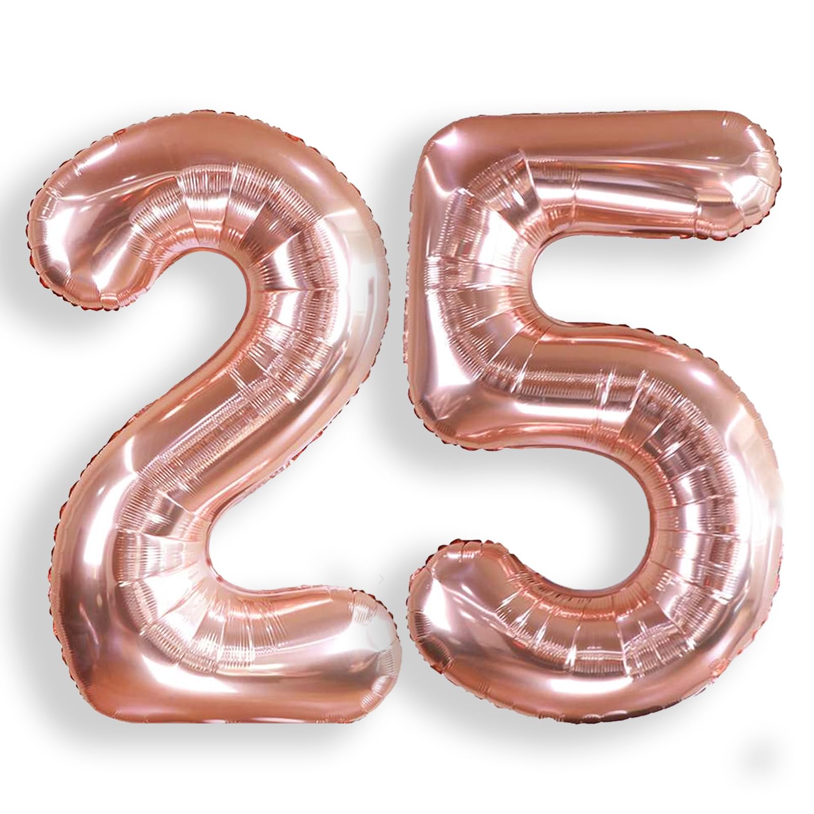 Rose Gold Number 25 Balloons: 40 Inch Large Foil Number Balloons Giant Helium Balloon Age 0-9 Big Mylar Balloon for Kids Girl 0 Birthday Party Baby Shower Party Decorations — image 1