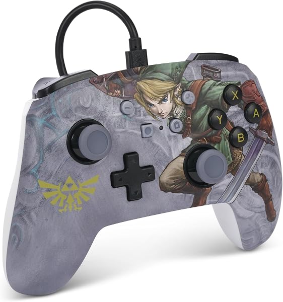 PowerA Manette filaire améliorée pour Nintendo Switch, modèle Switch OLED et Nintendo Switch Lite, accessoire de jeu, manette de jeu, manette filaire, sous licence officielle -Zela: Link Vaillant - 3