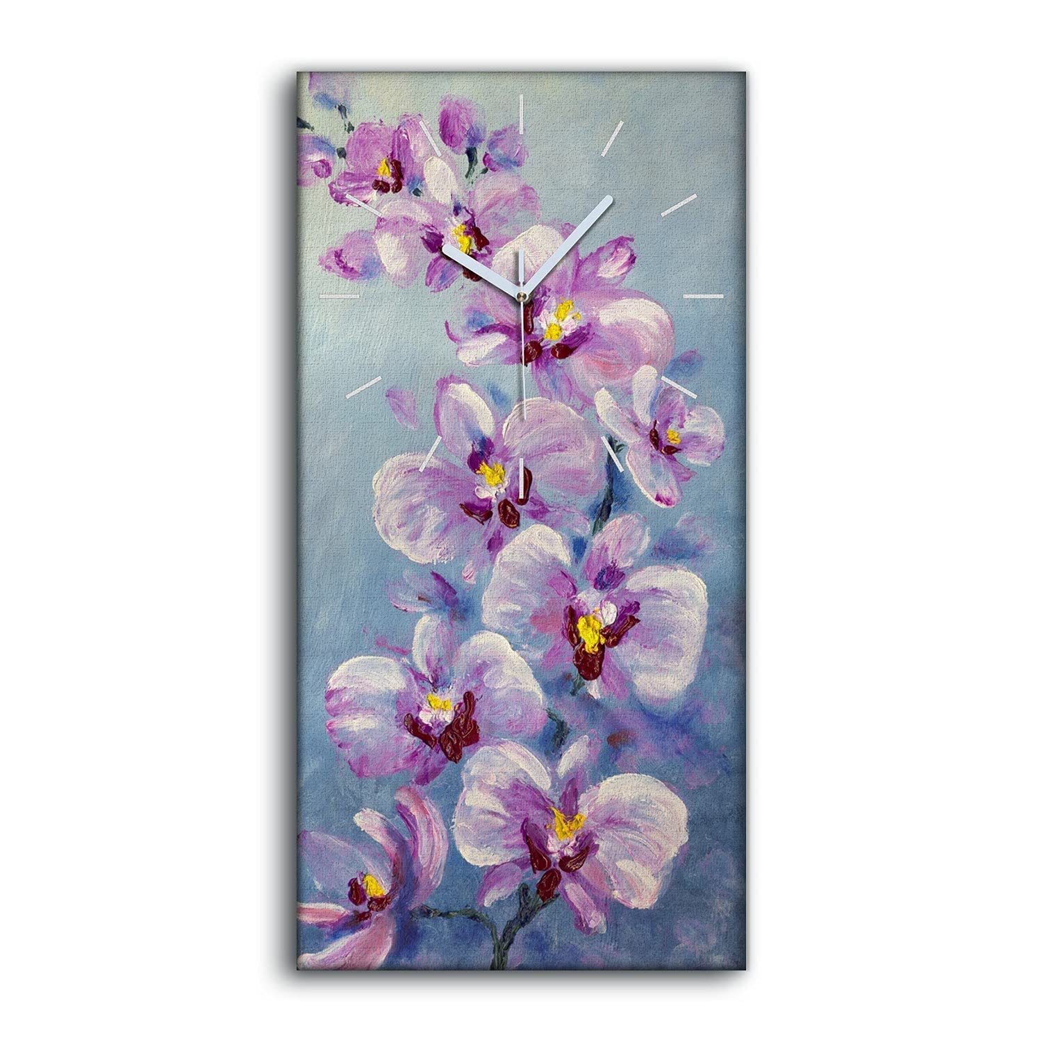Horloge sur Toile pour Décoration Salon et Chambre - Tableau Floral Art Moderne Salon 30x60cm