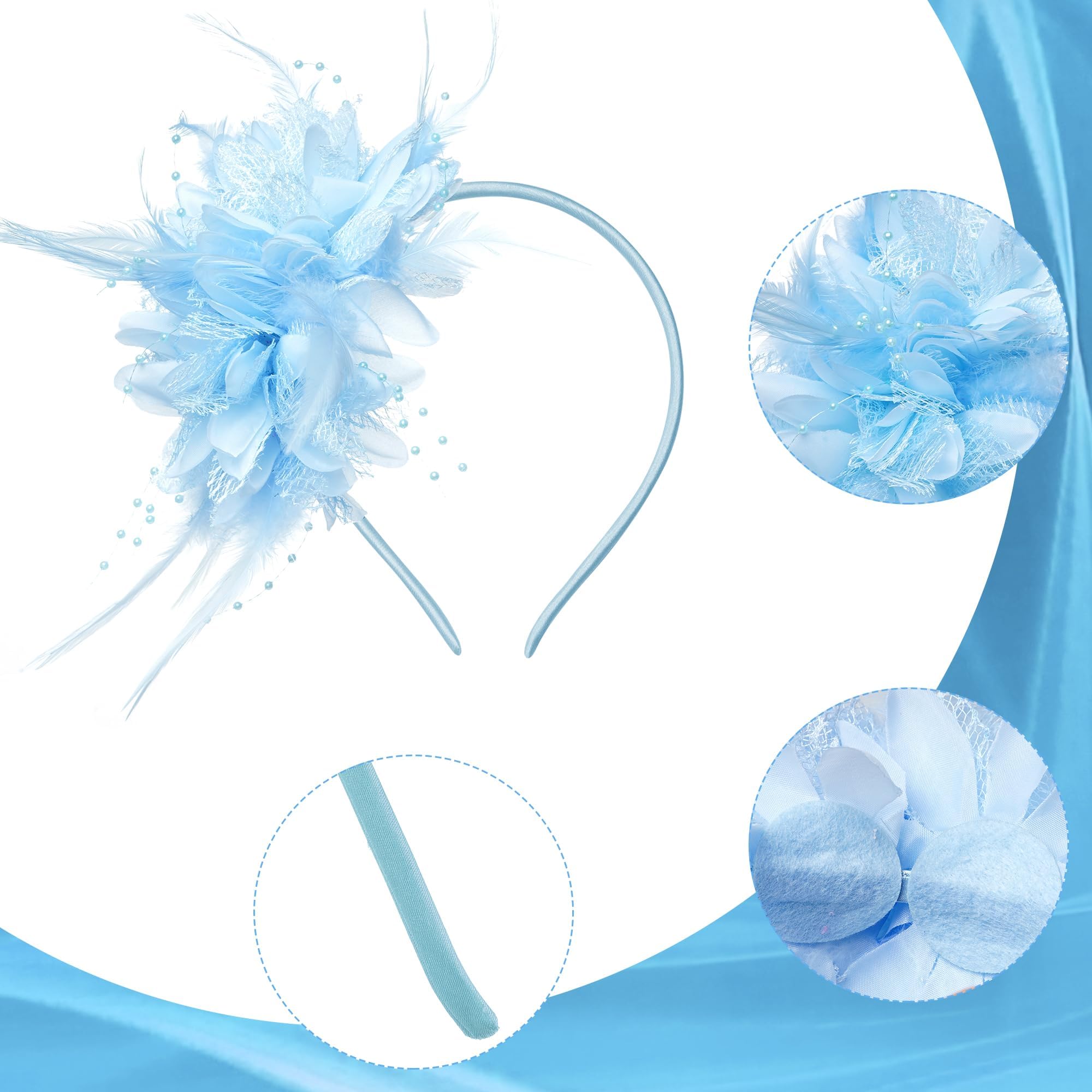 Zbdroxygen Fascinator Hats for Woman, Hat for Women Stylish, Retro Accessories for Women, Tea Parties, Cocktail Events, Derby Races, Suitable Gift for Fashionable Blue 1