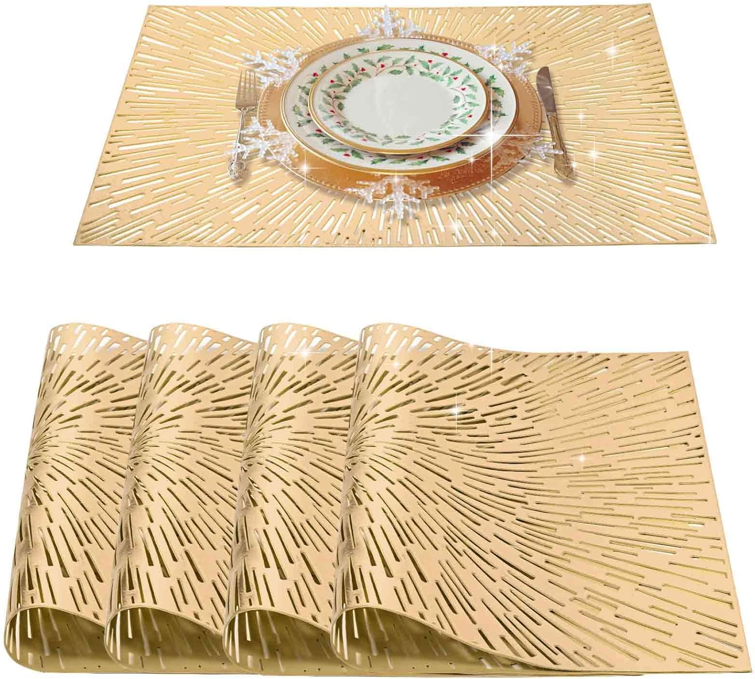 GIVERARE Placemats Set of 4, Round HeatResistant Vinyl