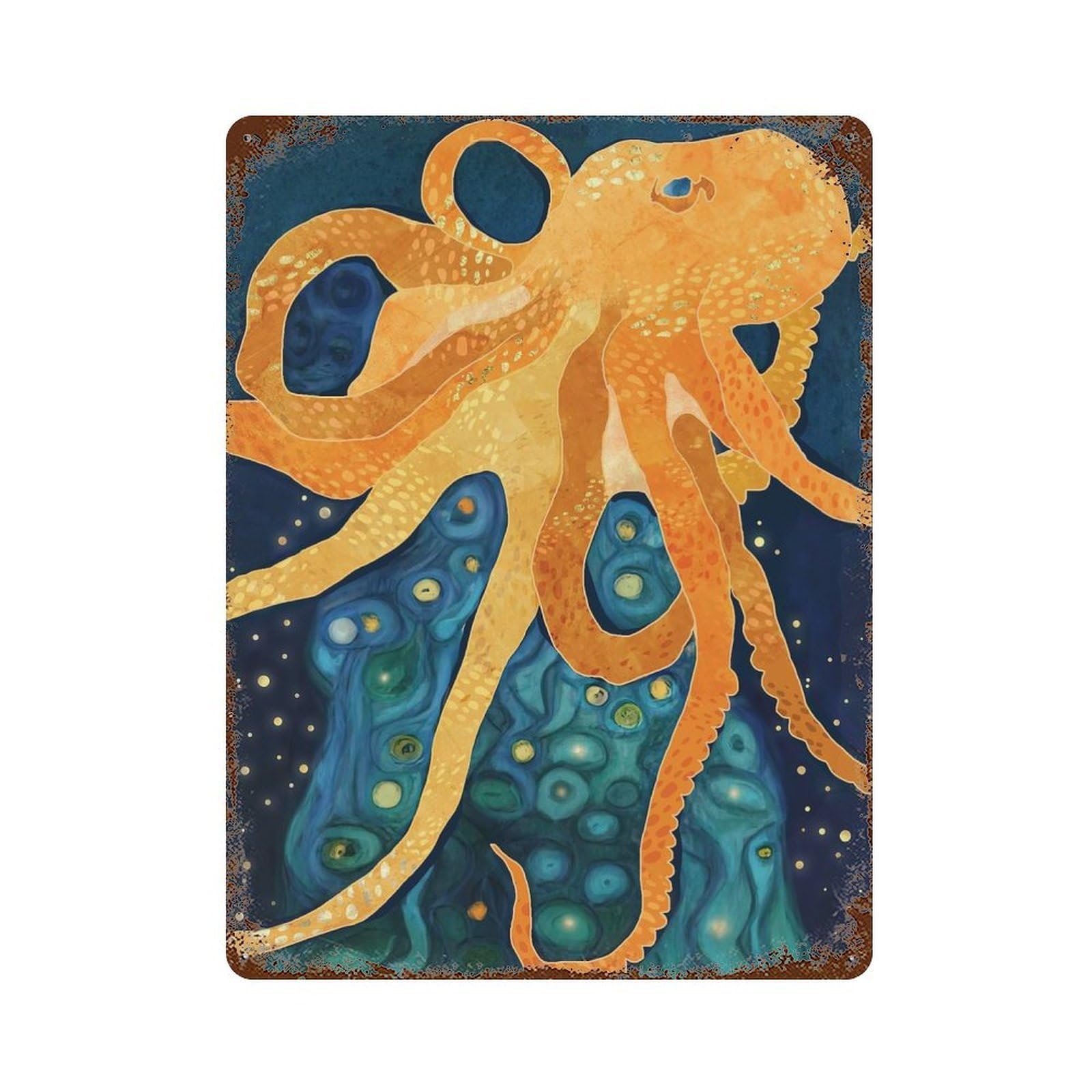 Octopus Dream Retro Metal Sign 15.7"x11.8", Decorative Metal Wall Art for Garage, Bar And Workshop Decor