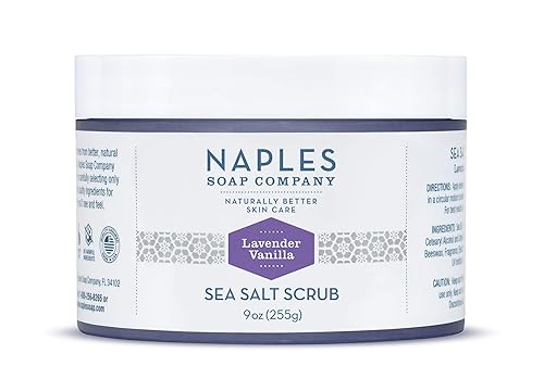 Naples Soap Natural Sea Salt Scrub - Exfoliante e hidratante para el cuidado de la piel elimina los copos secos y opacos que revelan una piel