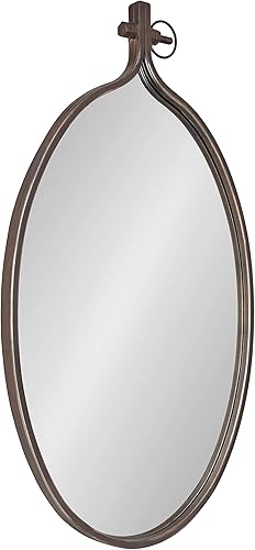 Miniatura 12 de Kate and Laurel Yitro - Espejo de pared redondo industrial rústico con marco de metal, 23.5 x 28.5 pulgadas, carbón oscuro