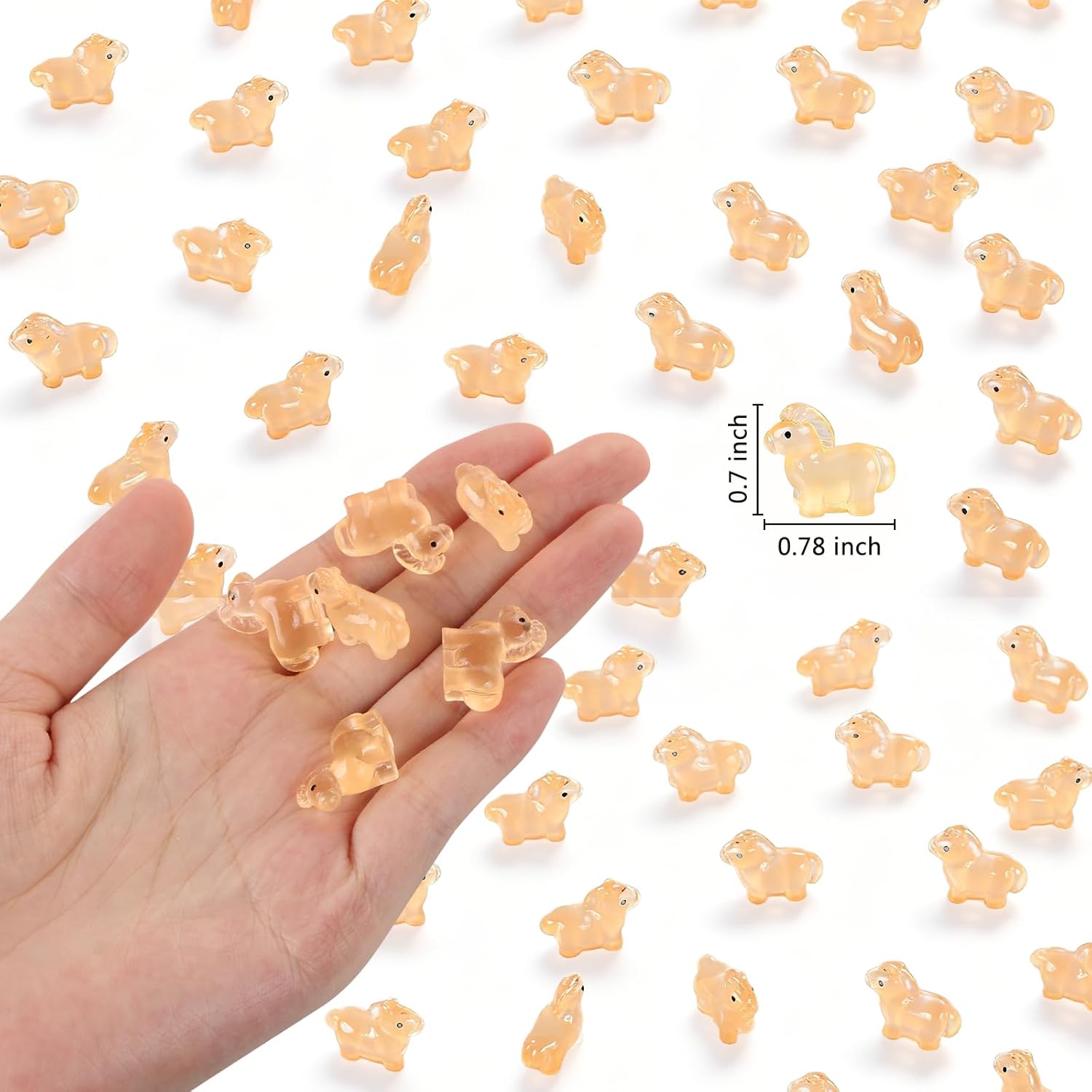 HOMICO 50 Pieces Mini Horse Animals Decor Luminous Mini Resin Animals for Dollhouse Micro Fairy Garden Landscape Aquarium Party Decorations