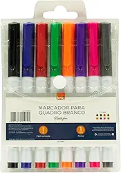 Pincel Marcador Para Quadro Branco, BRW, Ponta Fina, 1 mm, 8 Cores