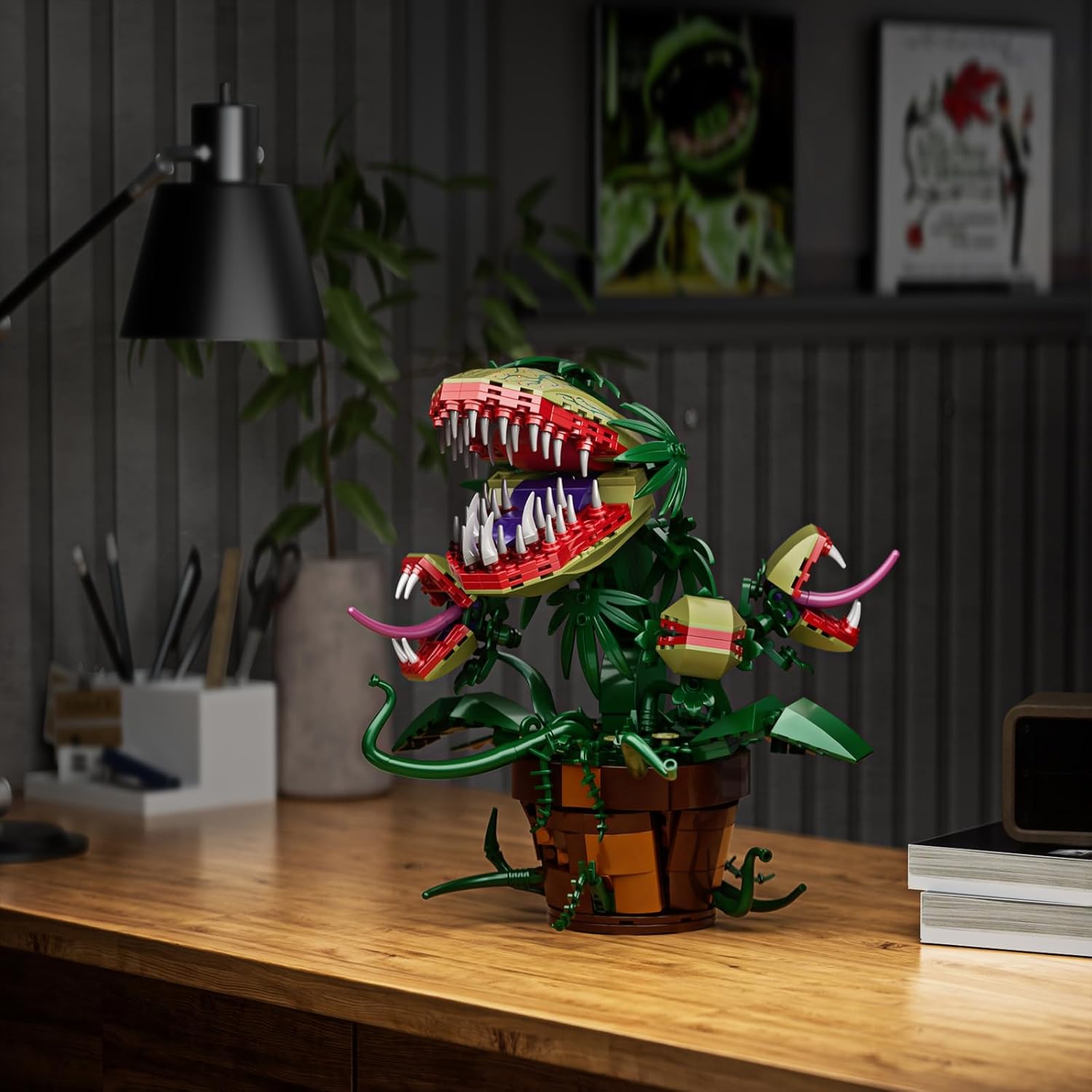 Millionspring Piranha Plant Audrey II 2 Building Blocks Set, Toys Kit Horrors Flower Shop Decoration Valentine Gift for Tv Film Fans Families Friends 12+ On Halloween Birthday Christmas