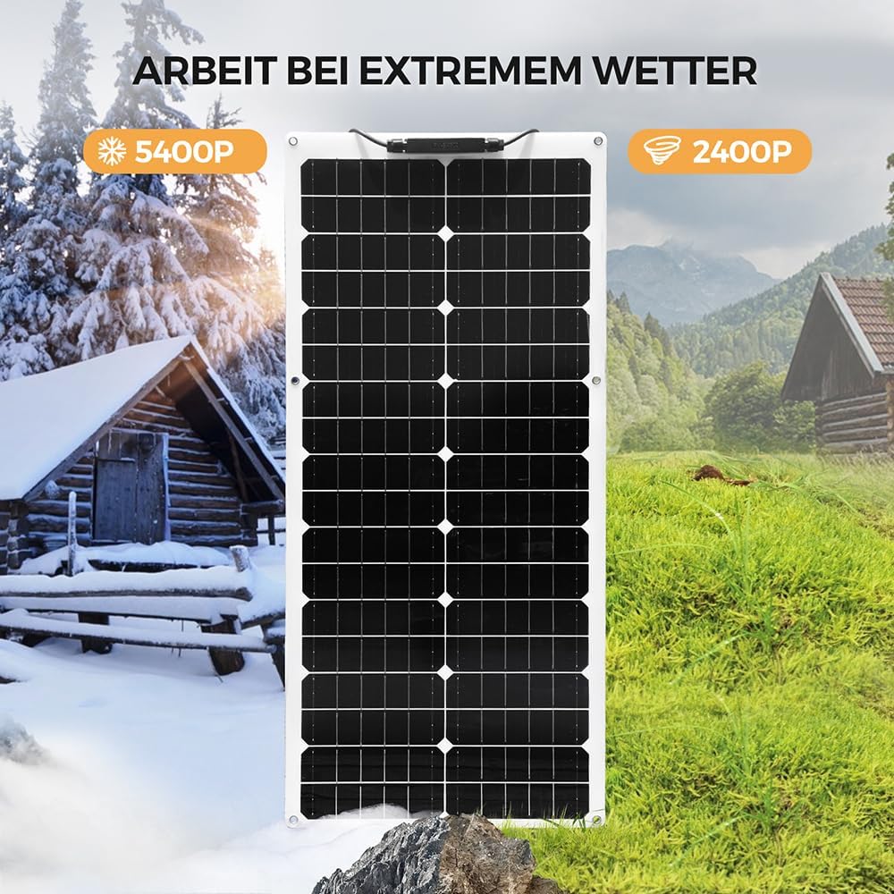 Flexible Solarpanel Kit 100w Solar Set 12V, 2X50Watt Solarmodul mit 10A 12V/24V Solar-laderegler Solarkabel Solaranlage Wohnmobil Komplettset 12v für Batterien Camping Boot Wohnwagen
