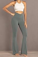 Vista 50 de Sunzel - Leggings acampanados para mujer, con control de abdomen, cintura cruzada y pierna ancha