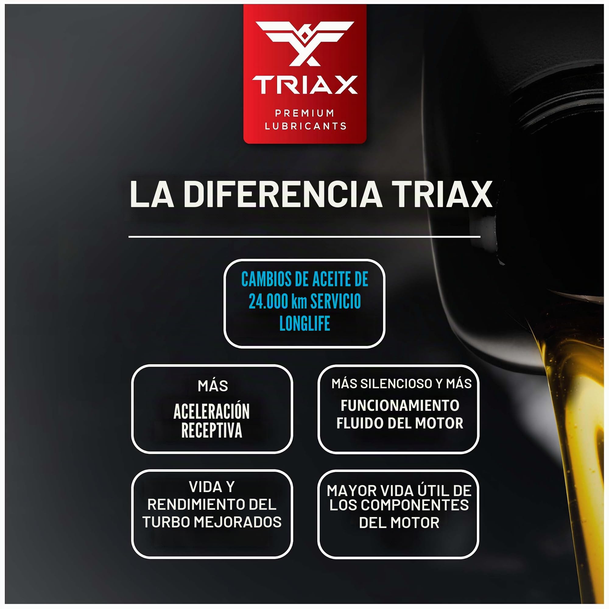 Triax Euro Ultra VX 5W-30 Aceite totalmente sintético, con base de PAO/ésteres, Compatible con VW 507.00/504.00, VW Audi 502.00, 505.01, BMW LL-04, C30, ACEA C3, Mercedes 229.51, 229.5, 229.31