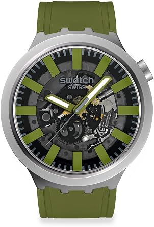 Swatch Big Bold Irony Unisex Watch Casual Polymer Green Automatic Waterproof Thru The Underbrush