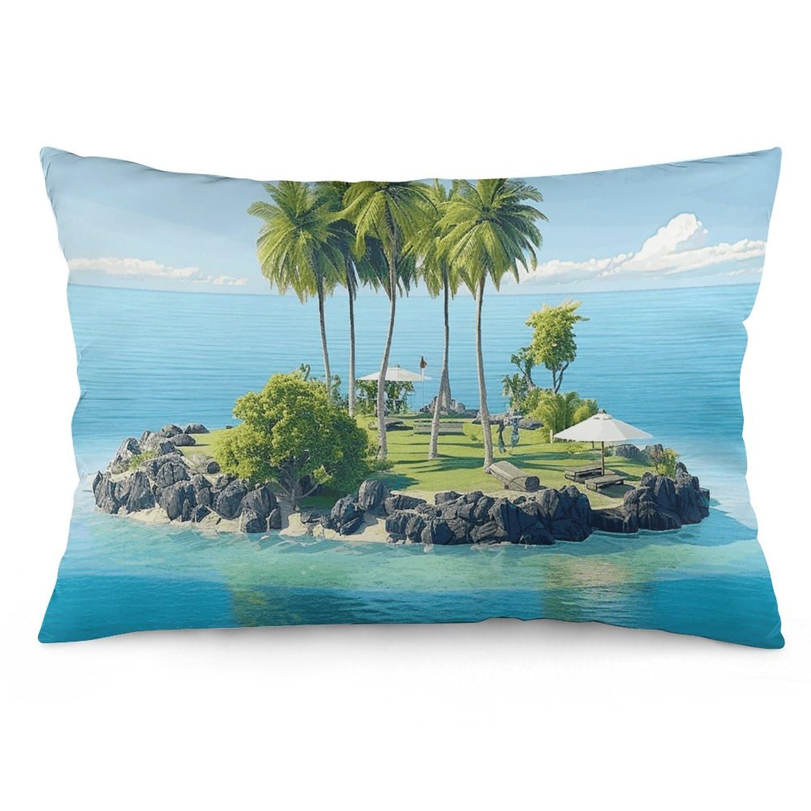 2 Pack Pillow Cases for Hair and Skin, Soft Breathable Pillow Case Covers with Hidden Zipper, Island Pillowcase 12 "x20 Pillow Covers for Sleeping Gift