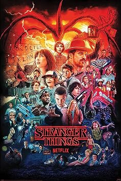 Stranger Things 1, 2, 3 & 4 - TV Show Poster Seasons 1-4 - Montage Size 24" x 36"