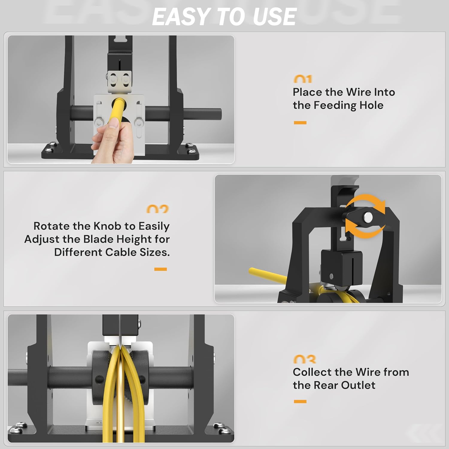 Adjustable Wire Stripper Machine，Professional Drill Powered Cable Stripping Tool, Stripping from #18 AWG to 250MCM, Adjustable High Carbon Steel Blade (Standard Model)